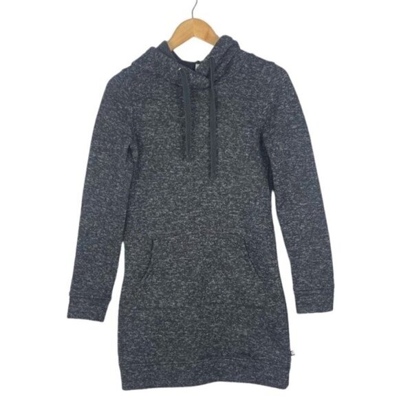 Fabletics Heathered Charcoal Grey Yukon Hooded Sweatshirt Tunic Dress Pockets XS - Picture 4 of 12